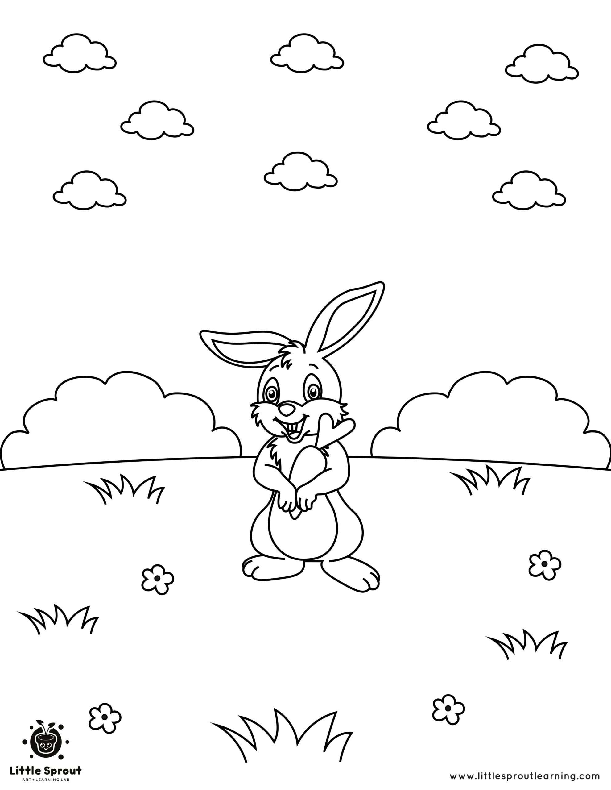 Eating a Carrot Bunny Coloring Page
