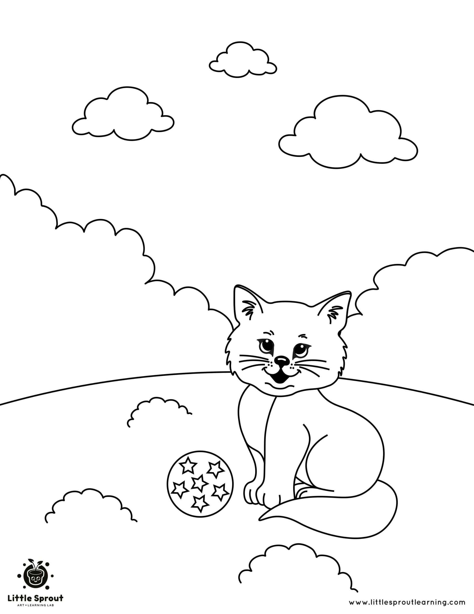 Cute Cat Coloring Page