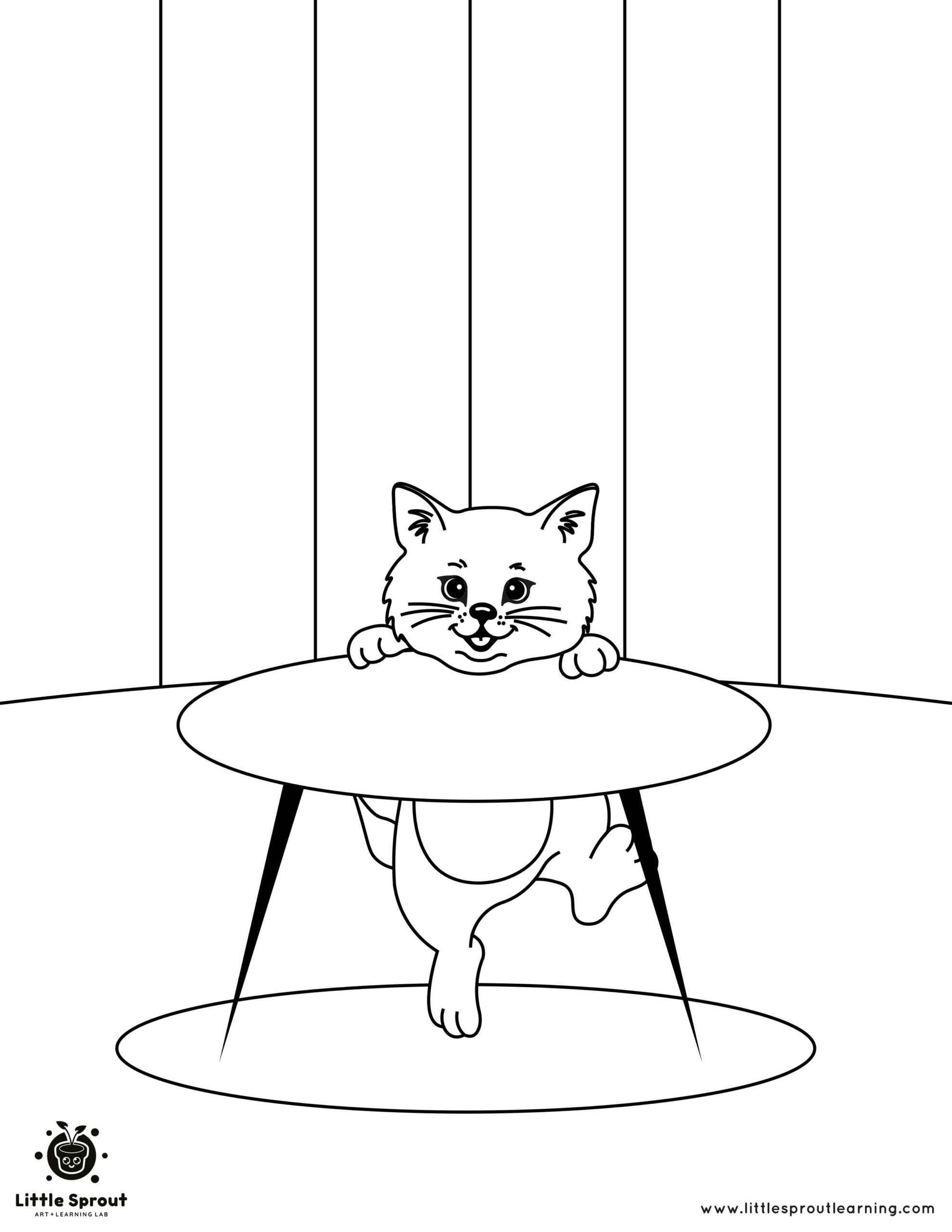 Climbing Cat Coloring Page