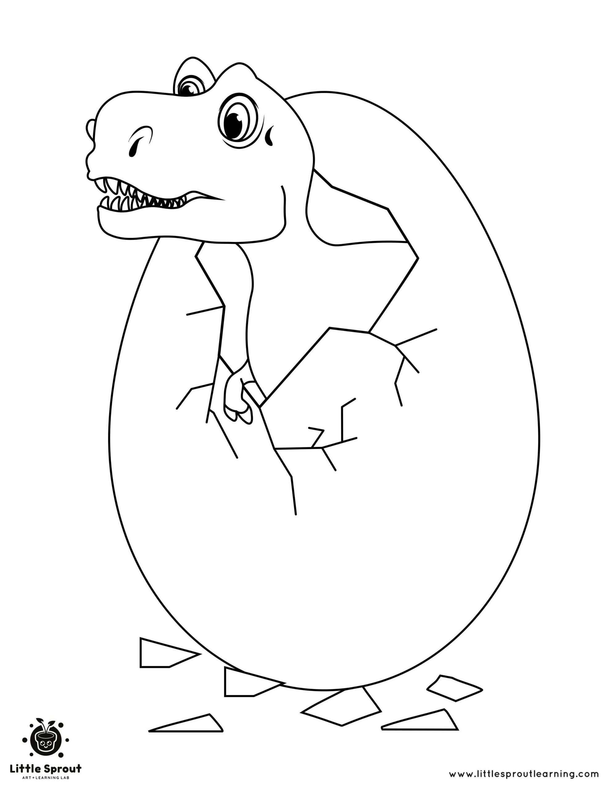 Baby Tyrannosaurus Rex Hatching Dinosaur Coloring Page