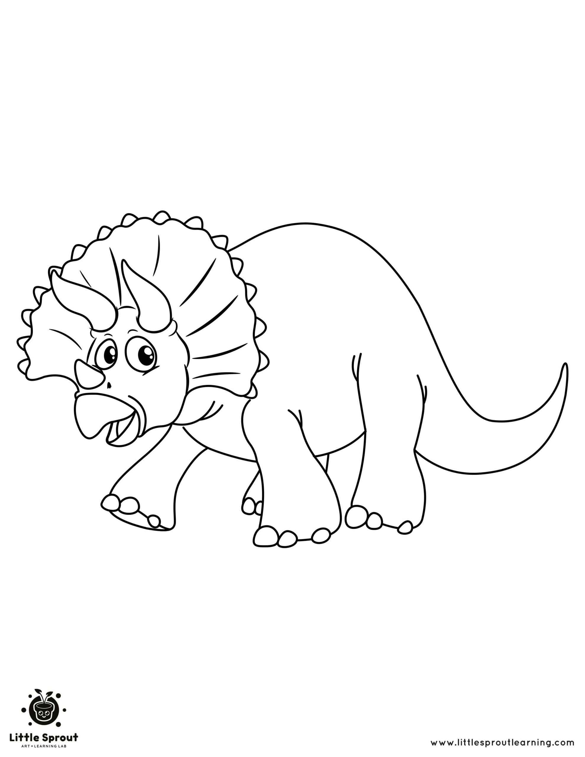 Smiling Triceratops Dinosaur Coloring Page