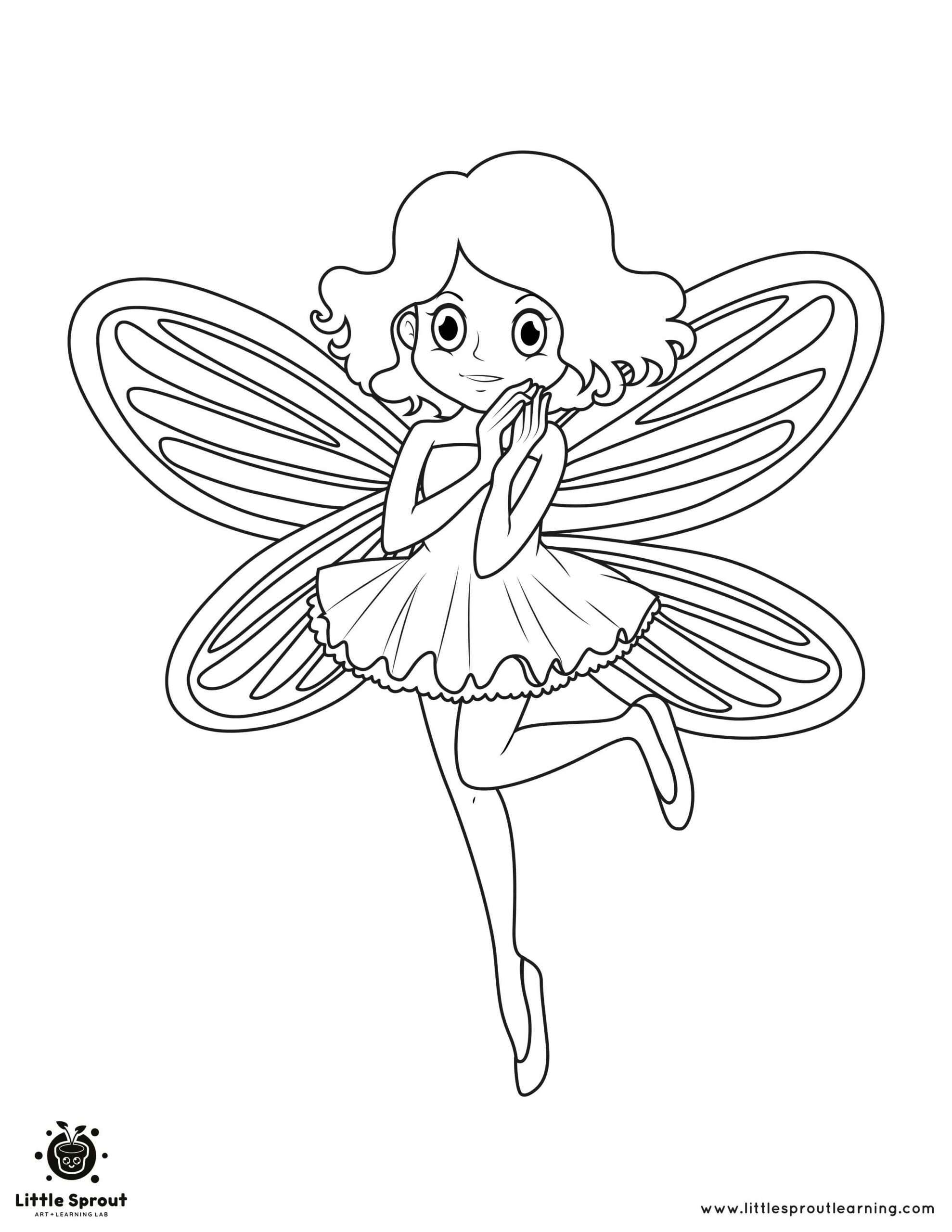 Dancing and Prancing Fairy Coloring Page