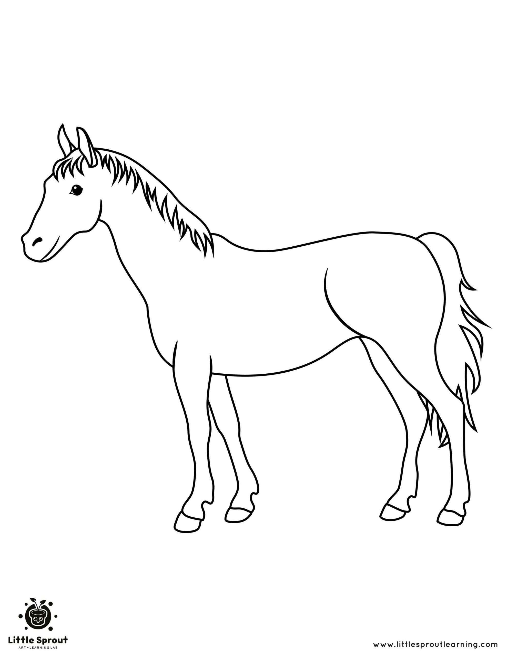 Ready to Play Horse Coloring Page
