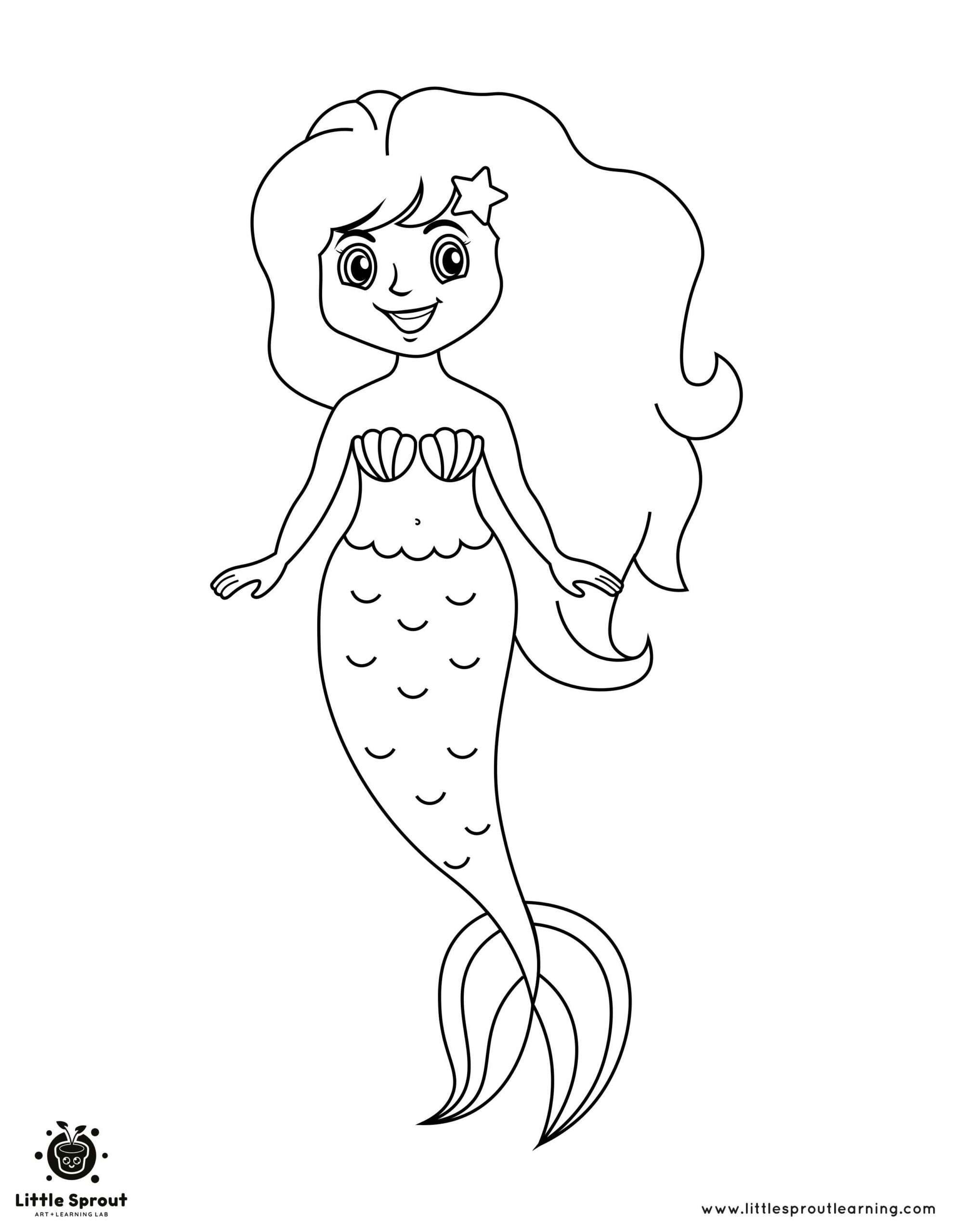 Smiling Mermaid Coloring Page