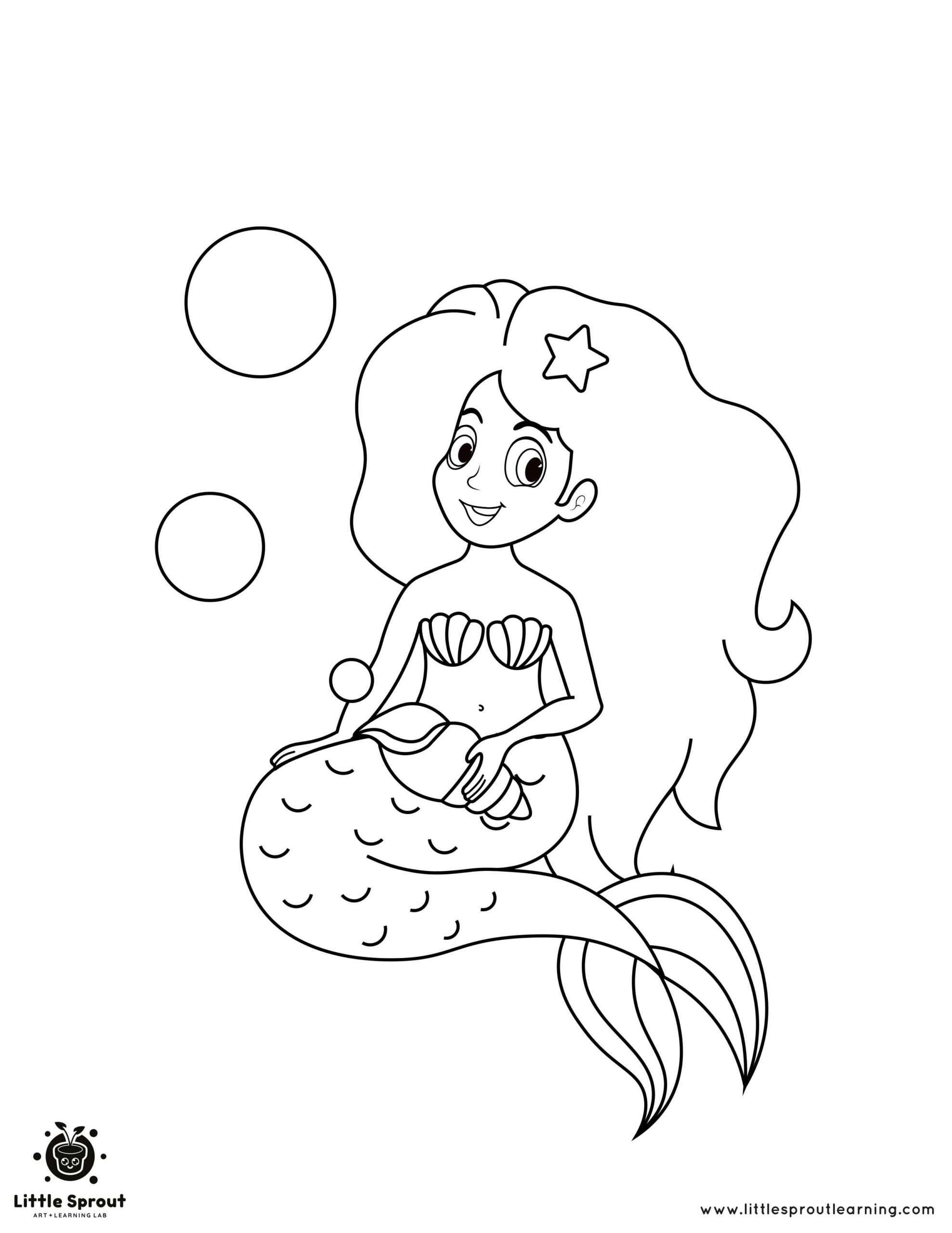 Relaxing Mermaid Coloring Page