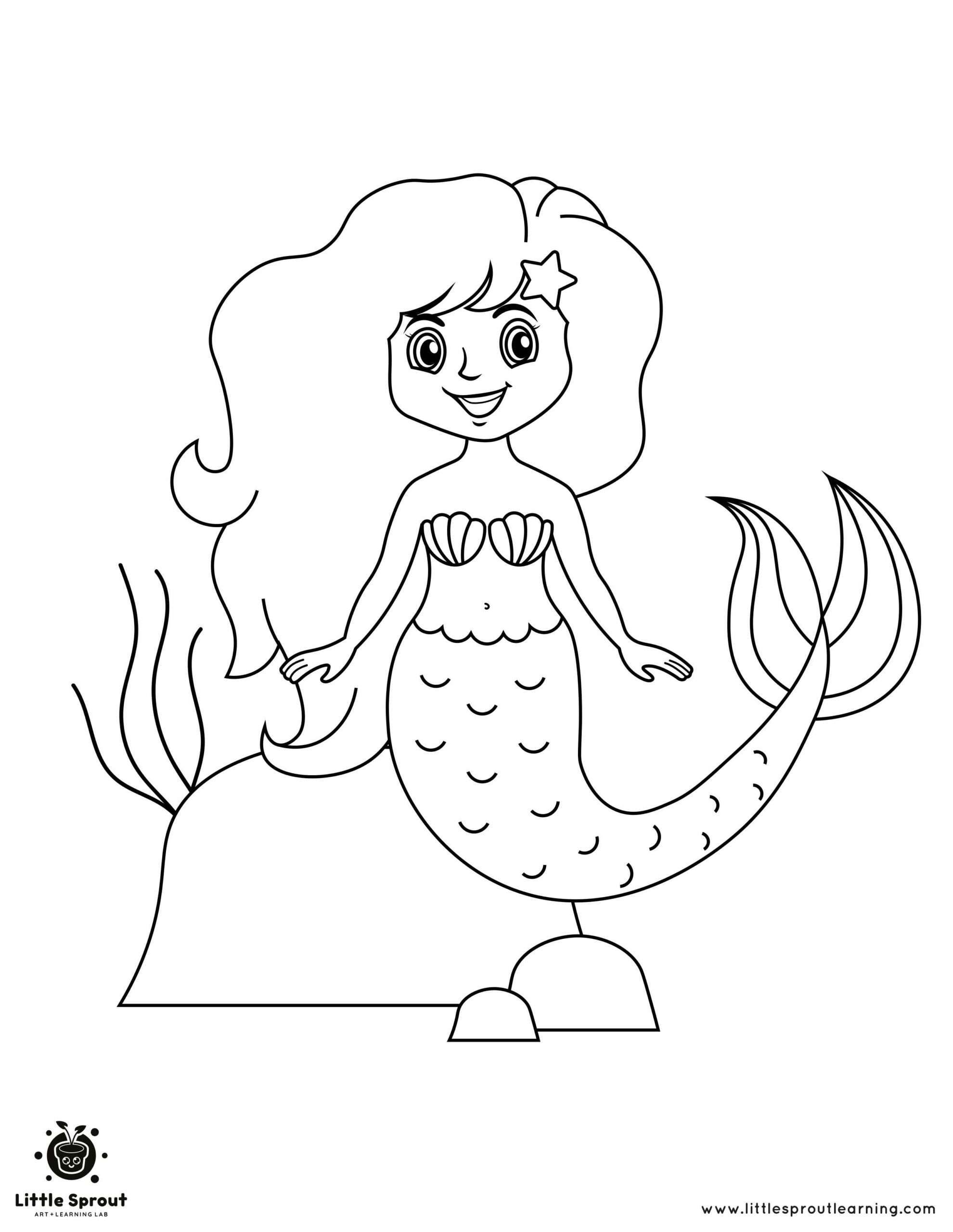 Friendly Mermaid Coloring Page