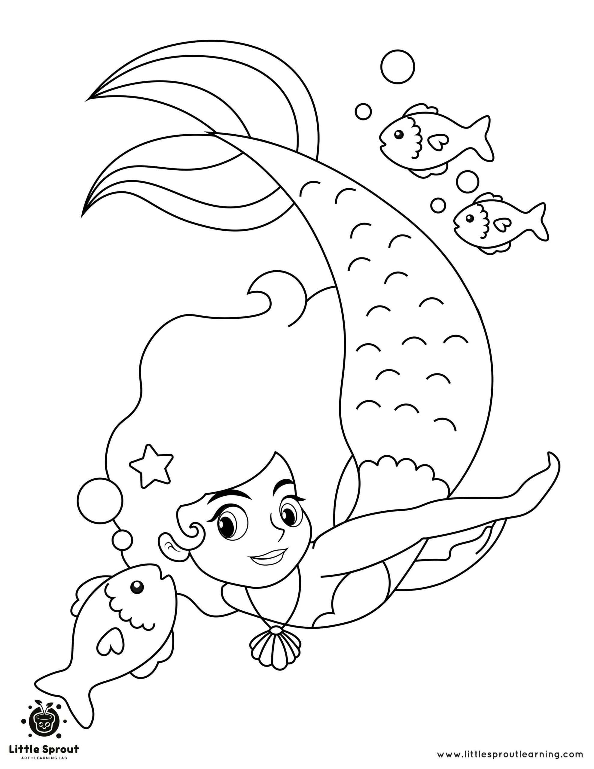 Friendly Secrets Mermaid Coloring Page
