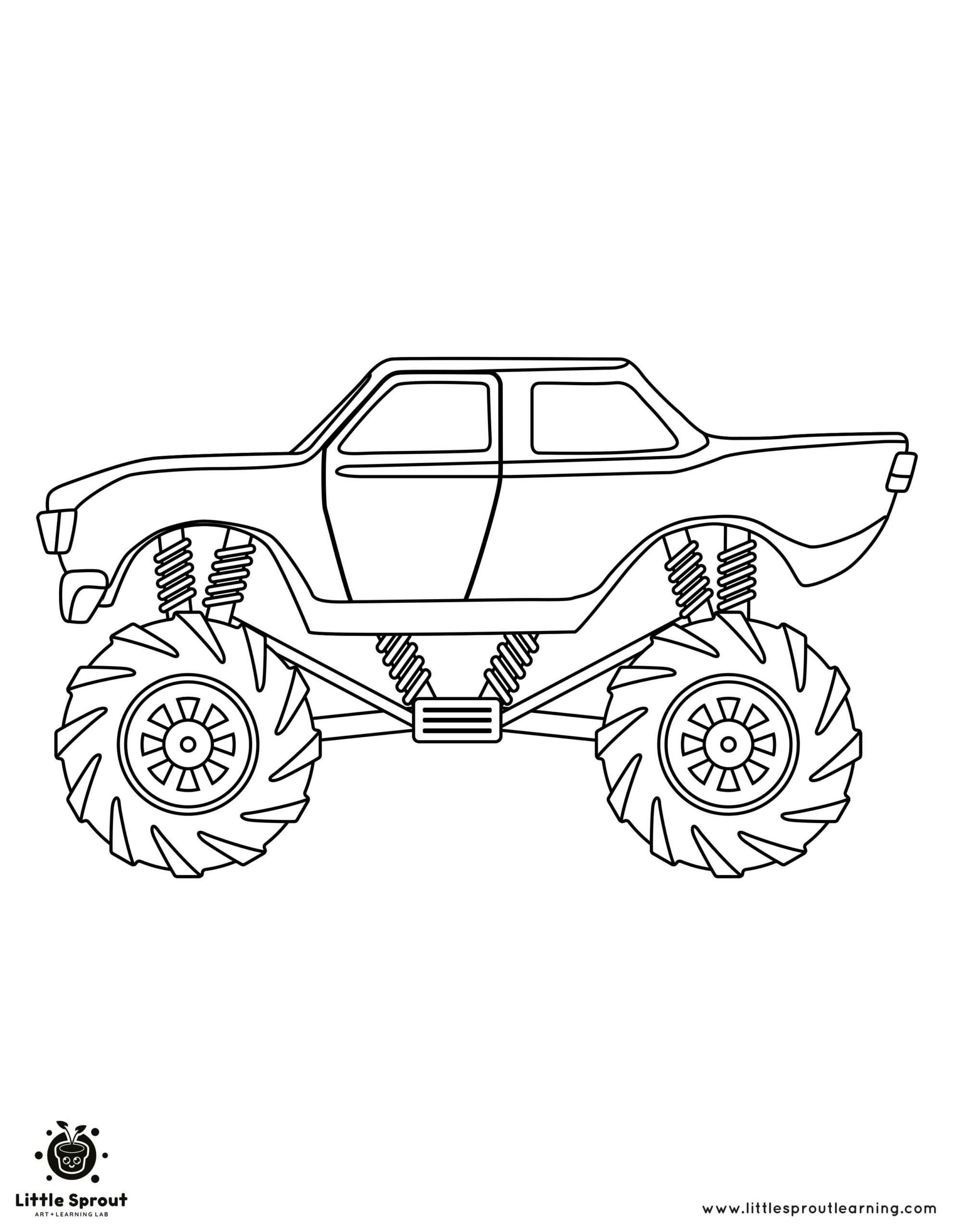 Car Crushing Monster Truck Coloring Page