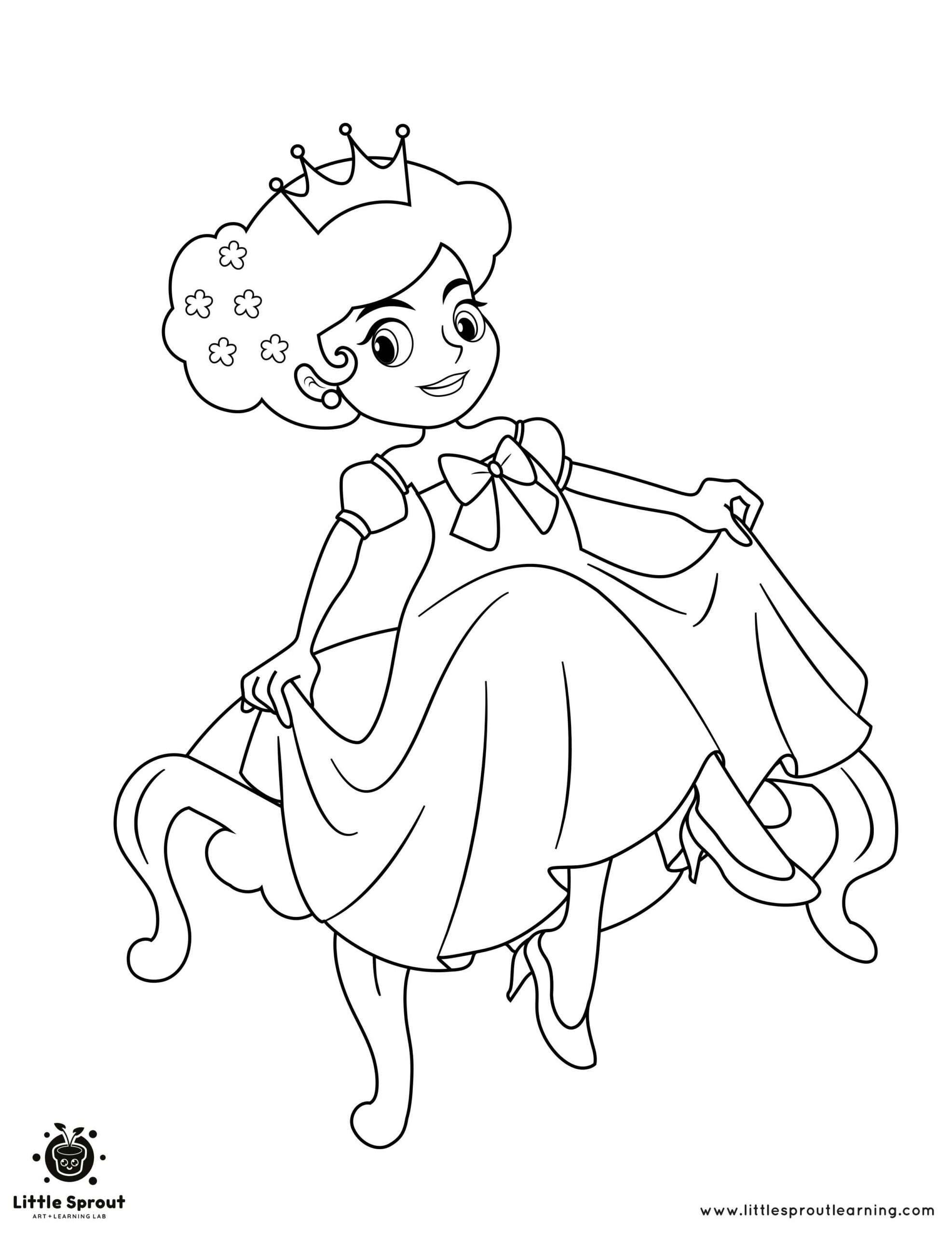 Sitting Princess Coloring Page