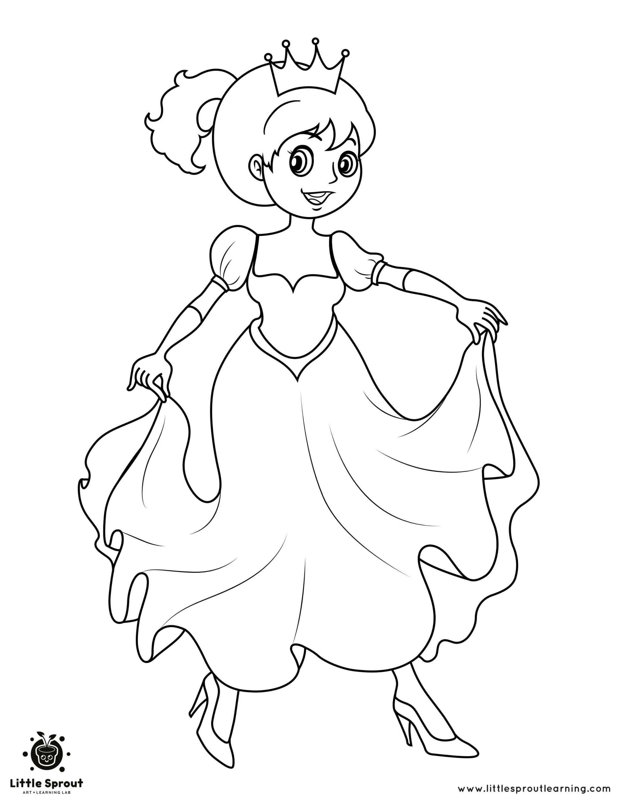 Full of Excitement Princess Coloring Page