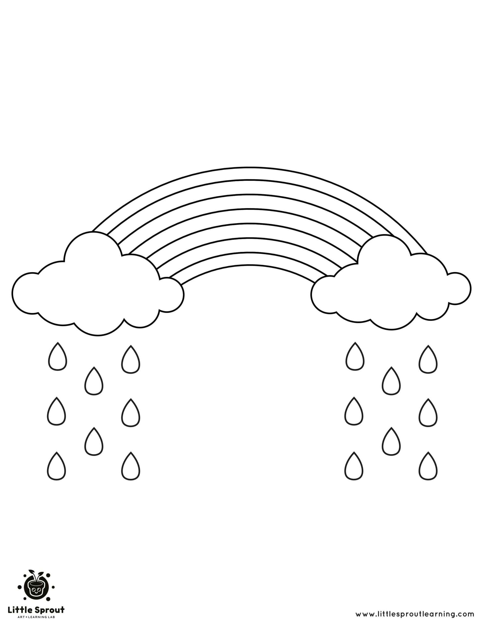 Rainbow With Clouds Rainbow Coloring Page