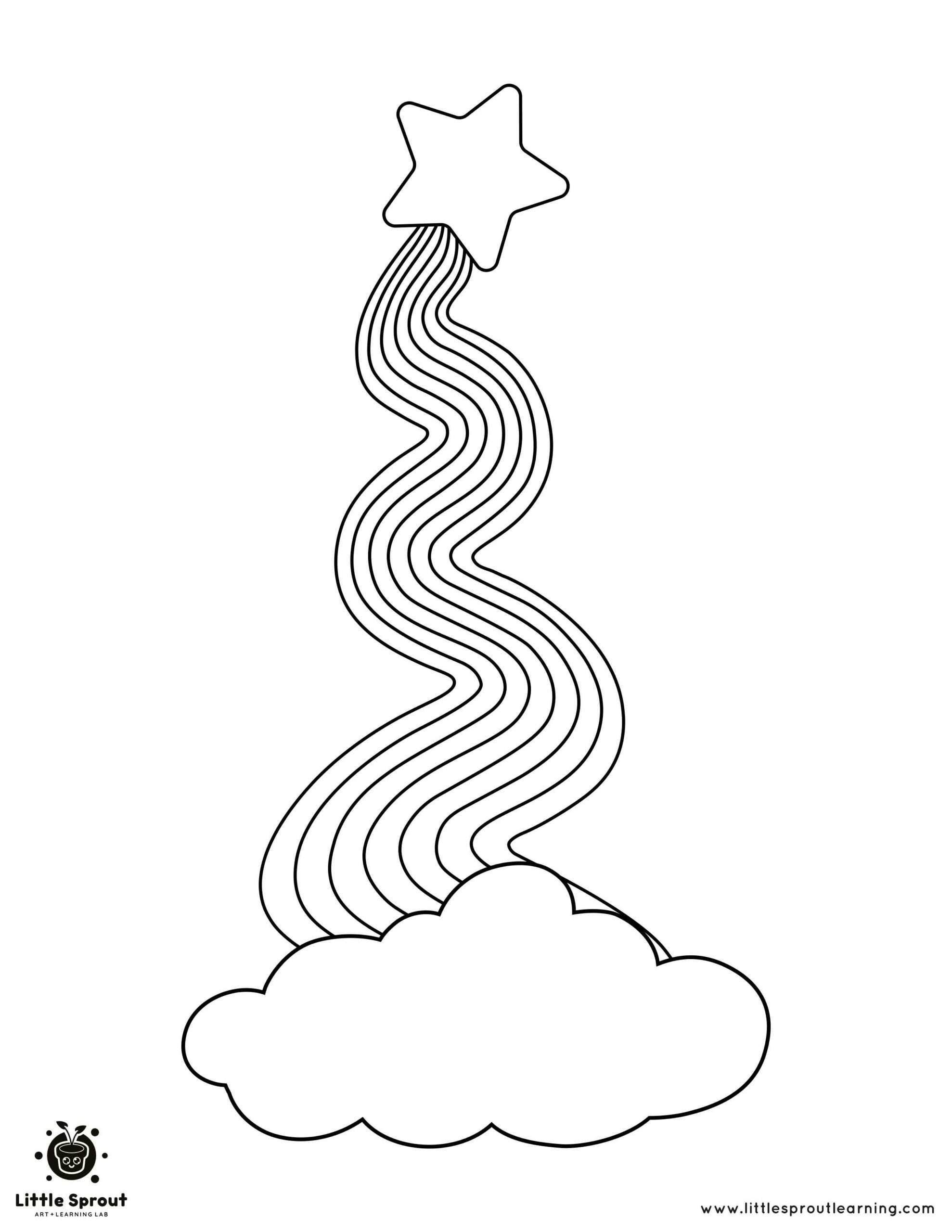 Squiggle Shooting Star Rainbow Coloring Page