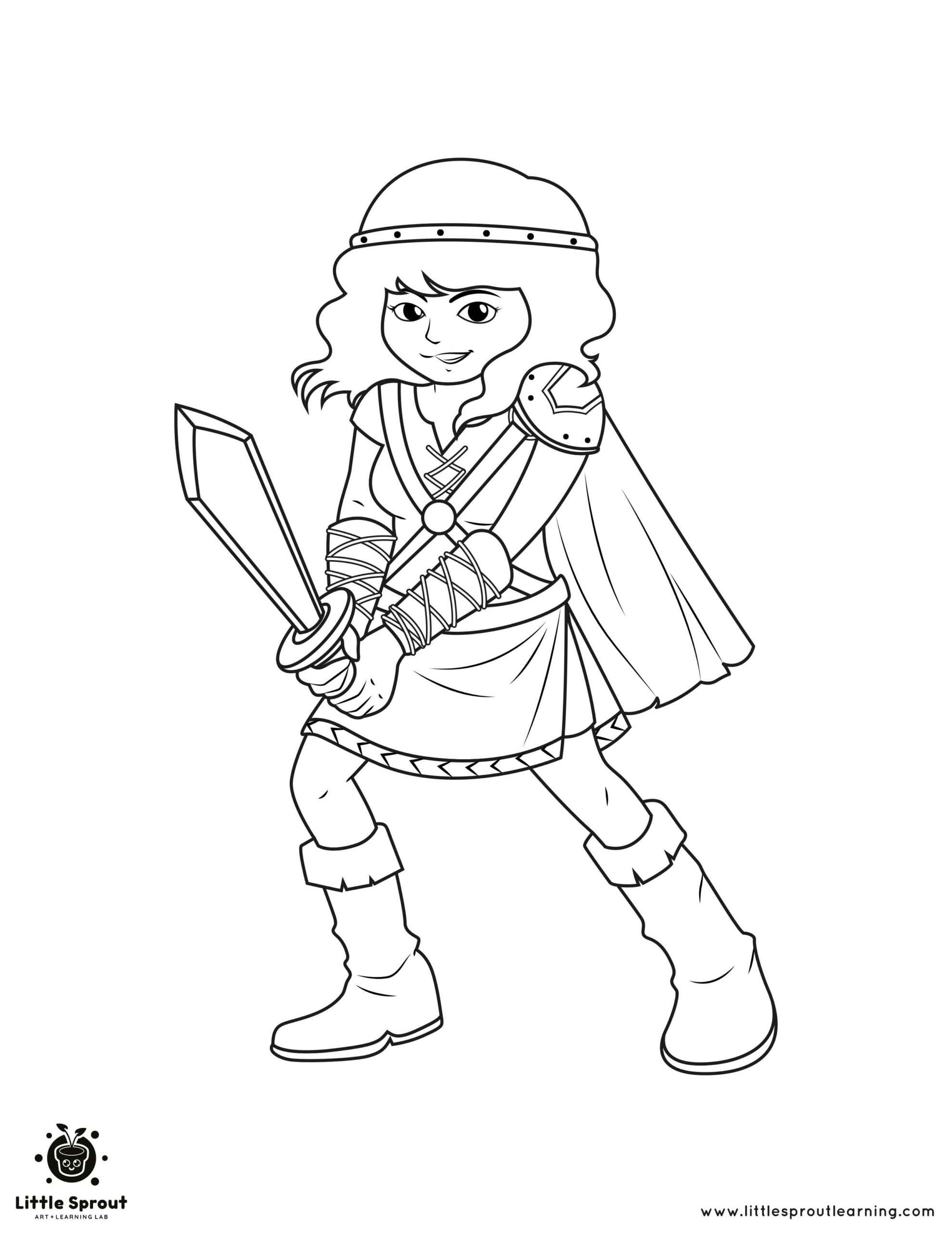 Warrior Princess Superhero Coloring Page