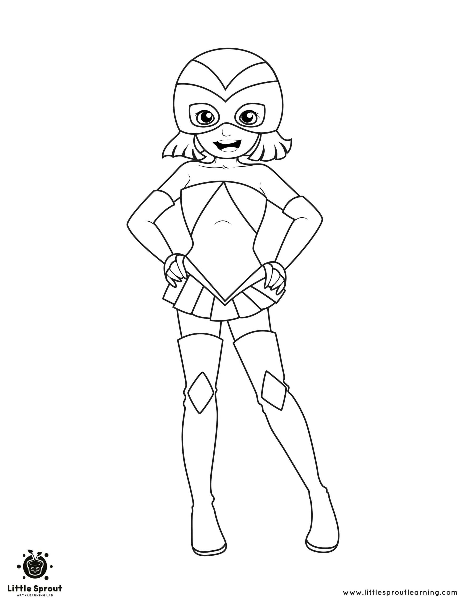Strong Girl Superhero Coloring Page