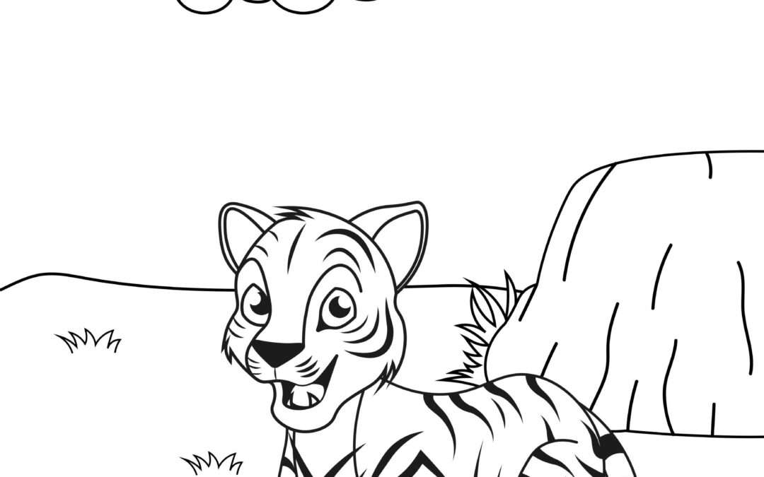Happy Cub Baby Tiger Coloring Page