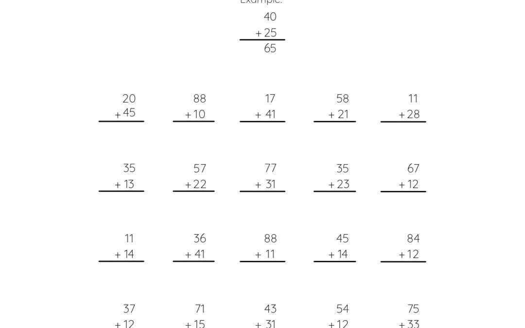 Stacked Addition with 1 Digit Up to 99