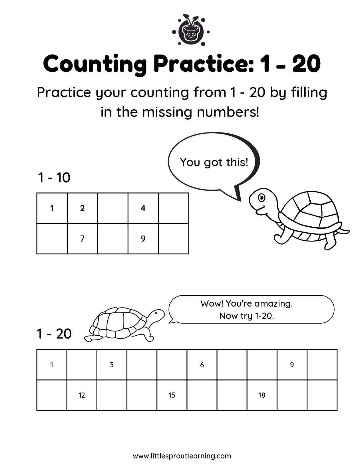 Fill In the Blanks Up to 20