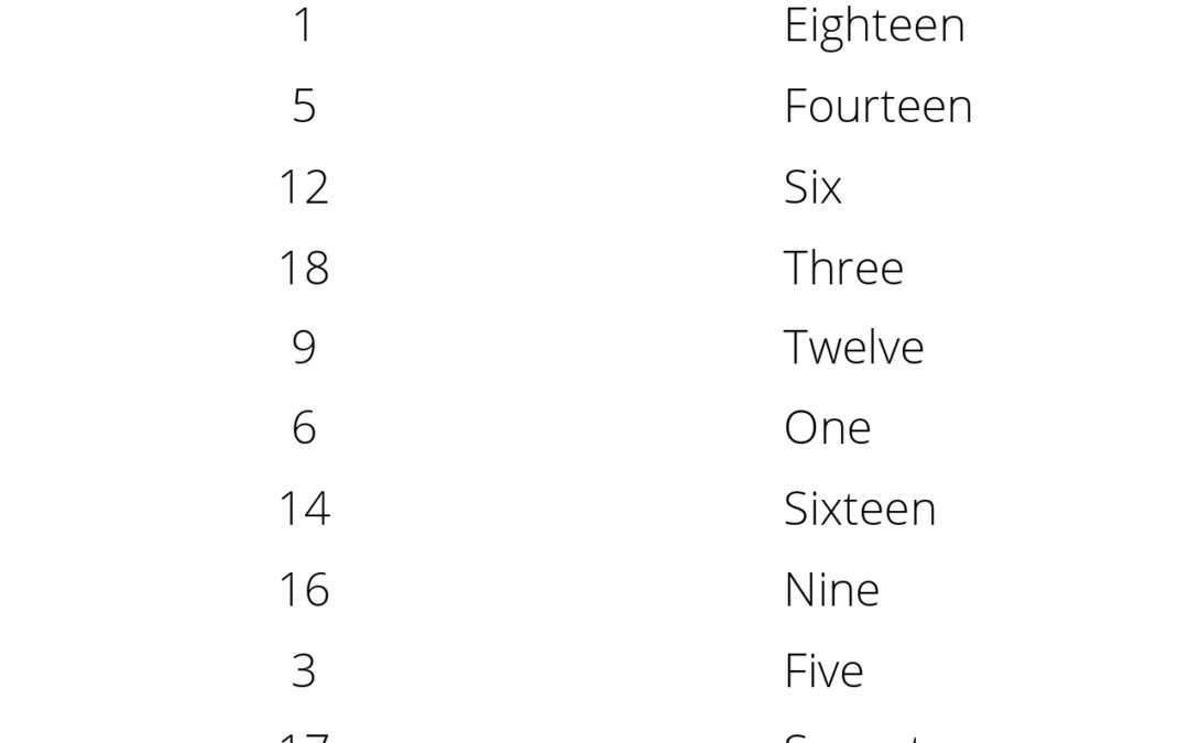 Match the Number to the Word