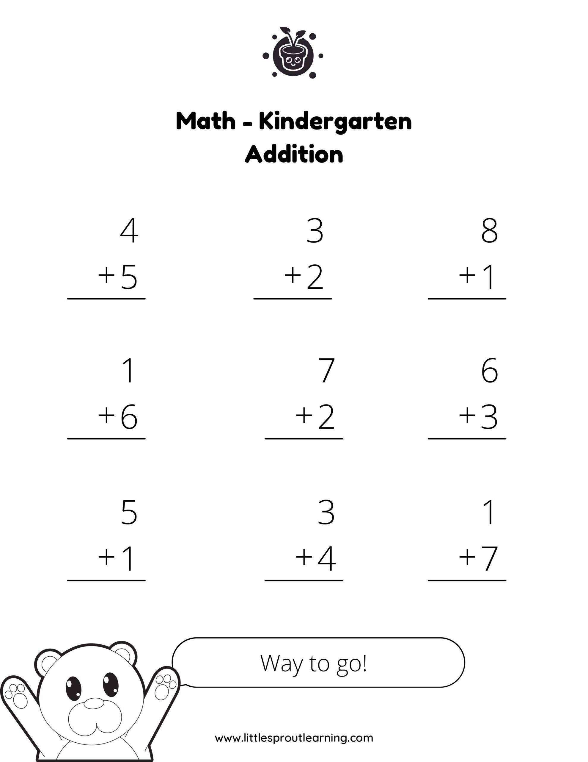 Single Digit Stacked Addition 1-9