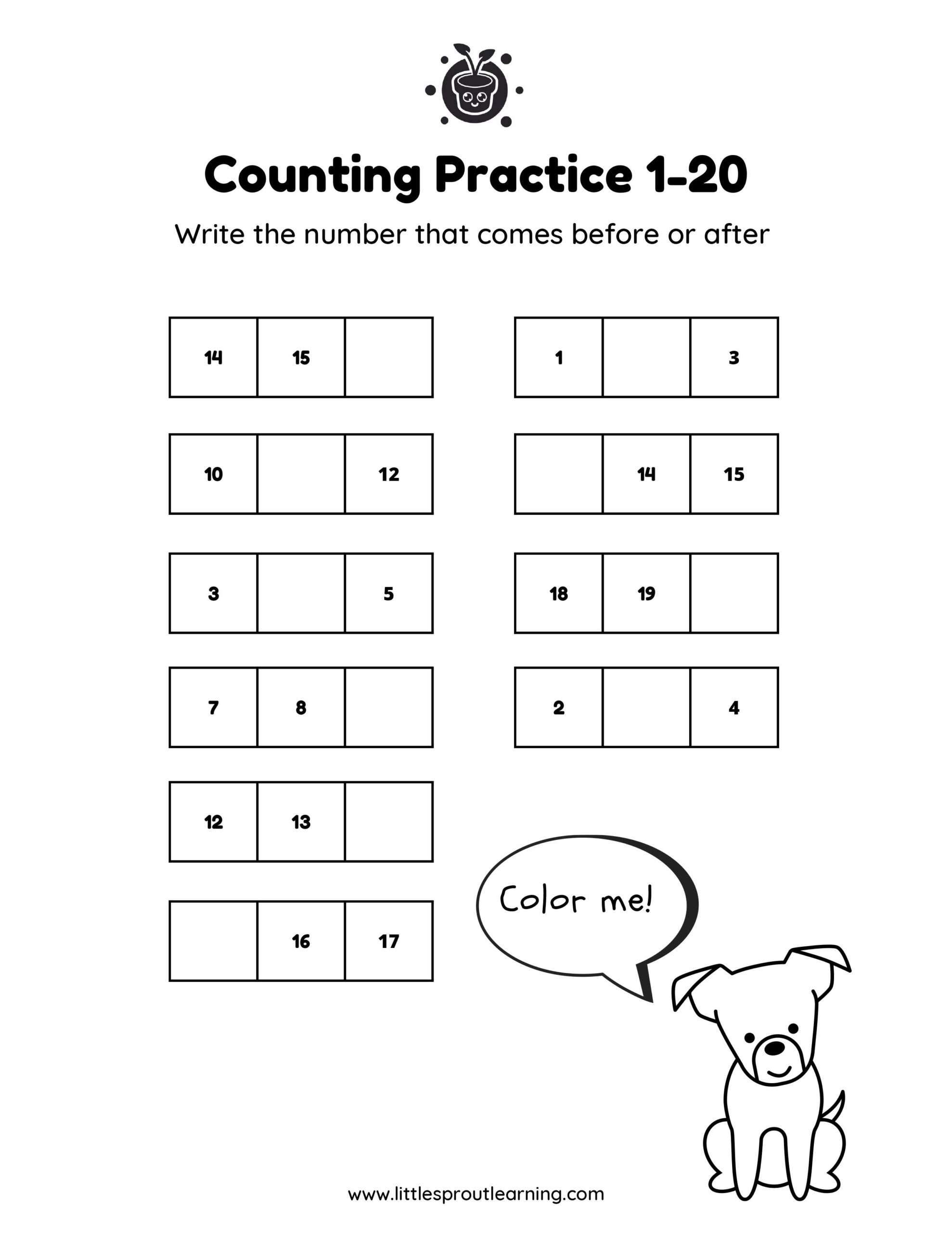 Fill in the Blanks Up to 20
