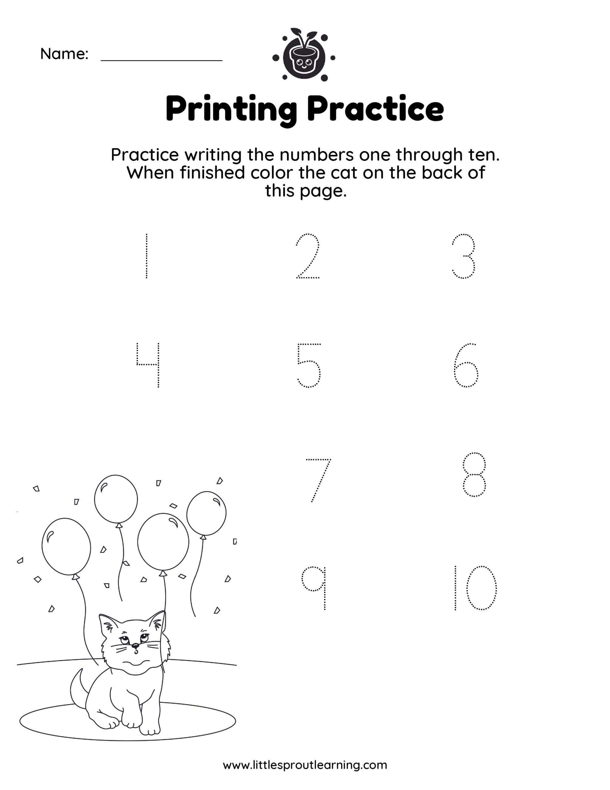 Numbers Printing Practice