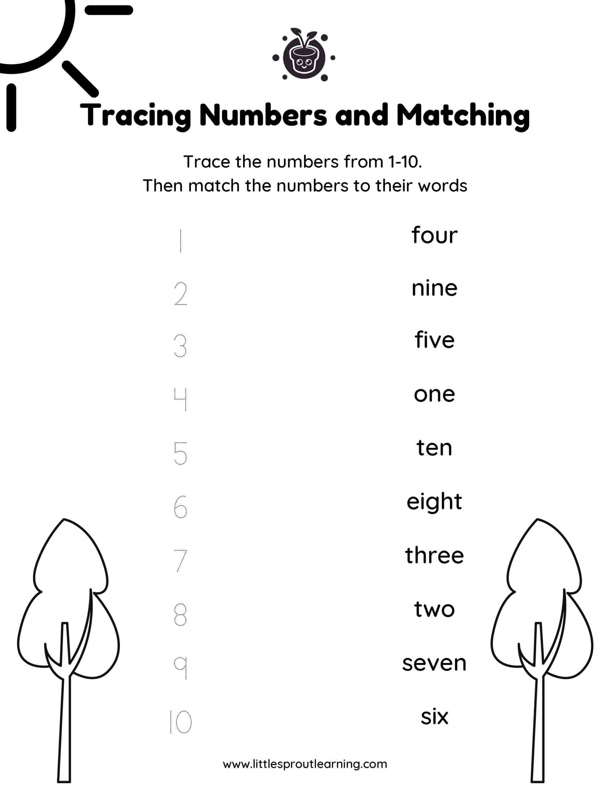 Number Tracing and Word Matching