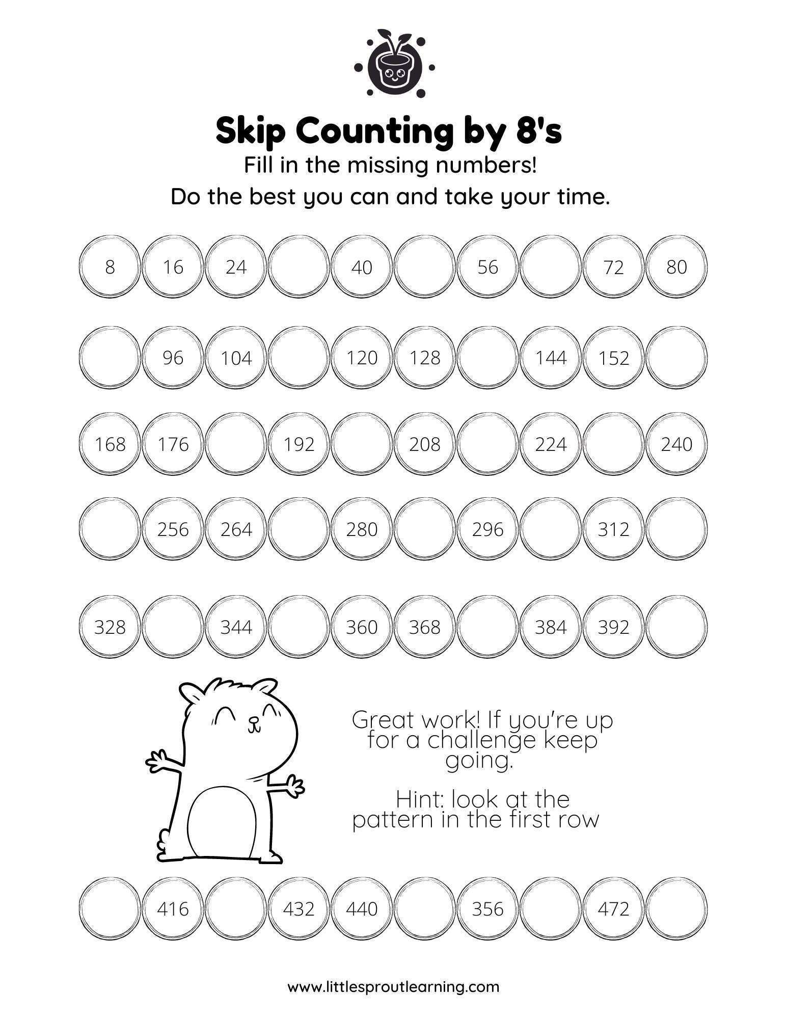 Skip Counting by 8’s