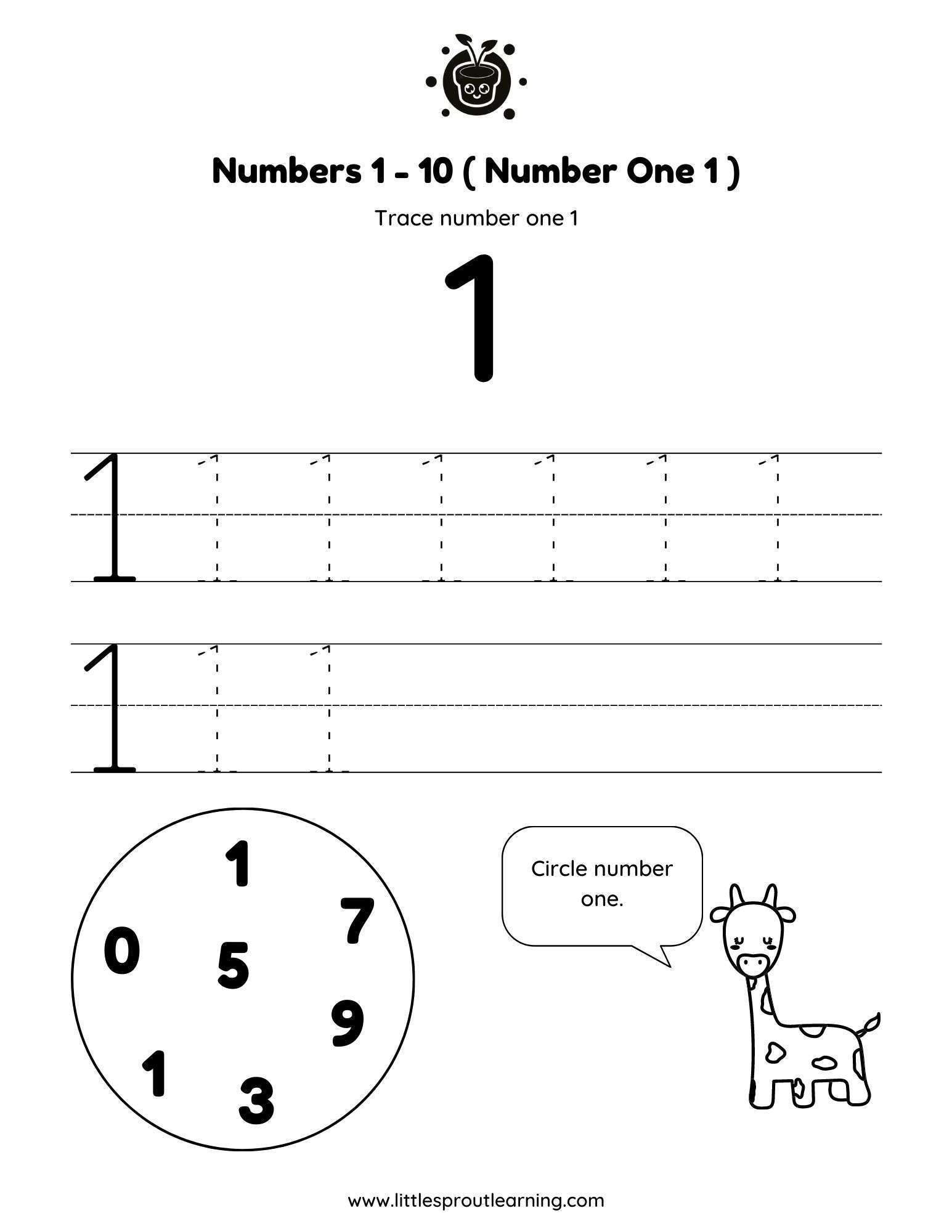 Numbers Counting and Recognition Practice: 1 to Ten