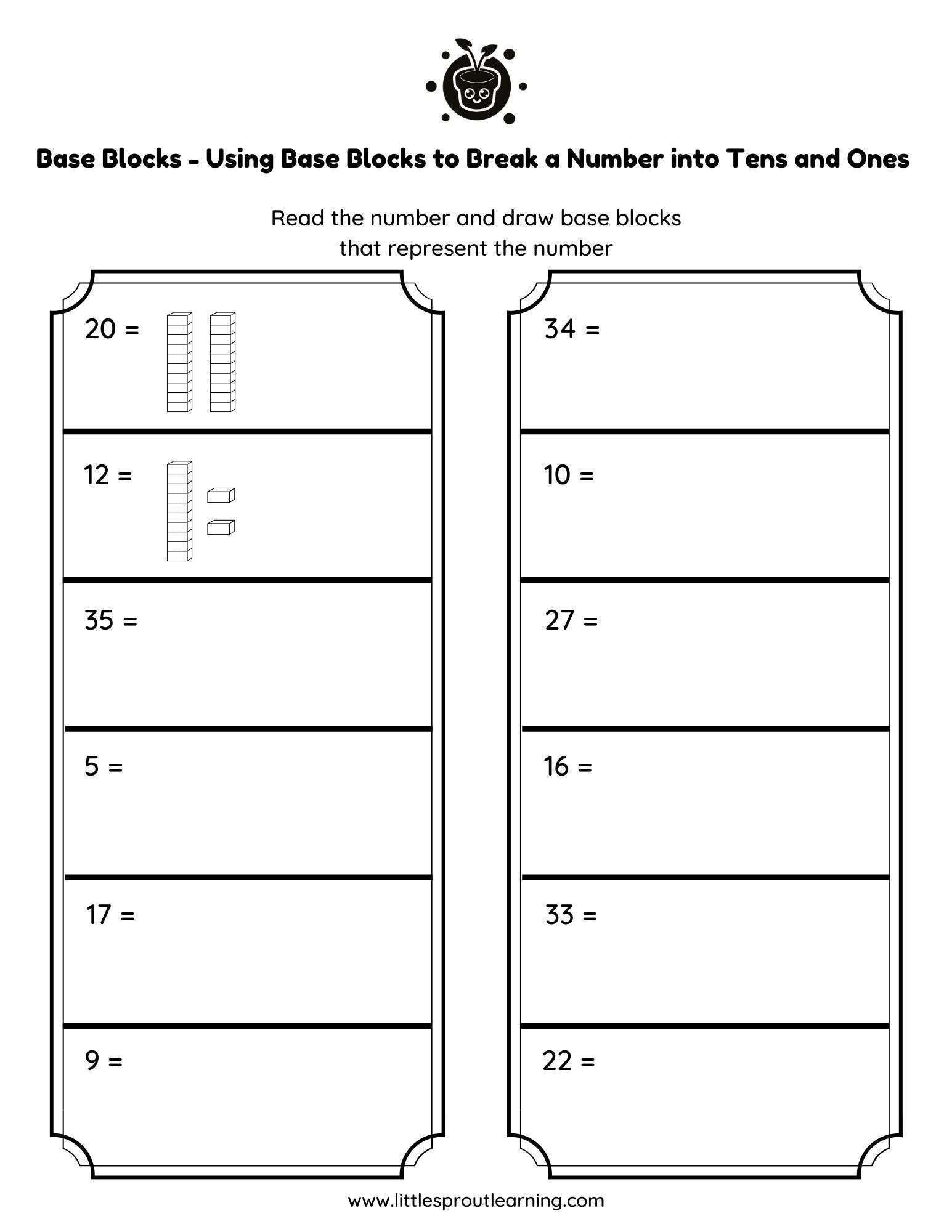 Base Blocks – Breaking Numbers in Tens and Ones With Base Blocks