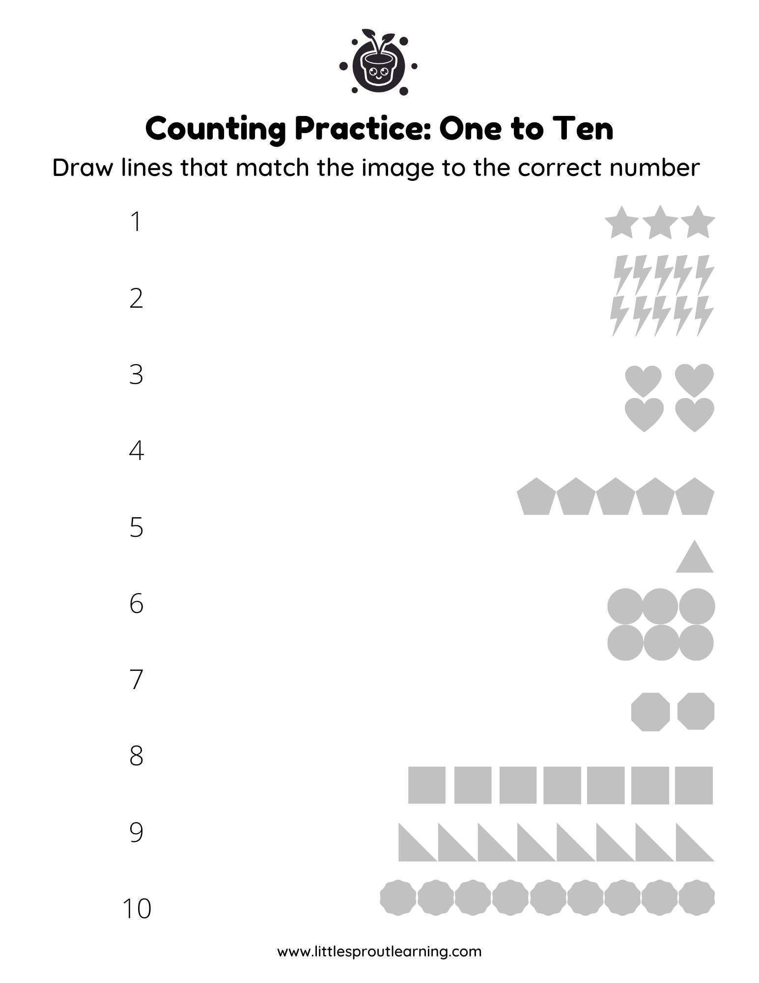Match the Numbers to Objects – One to Ten Counting Practice