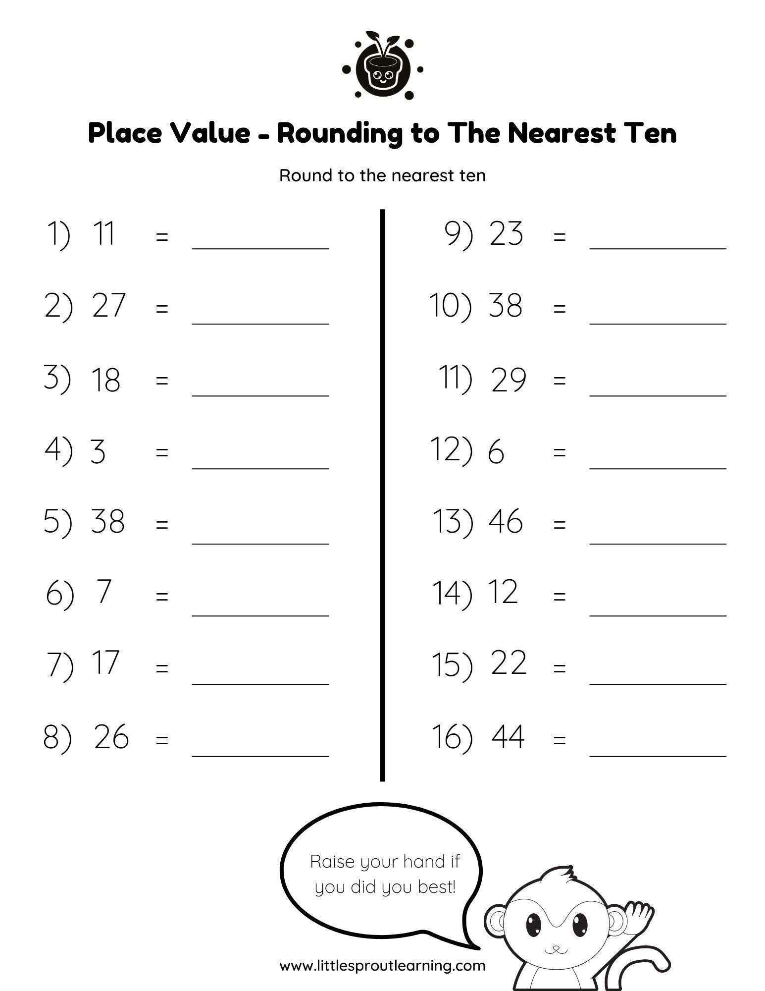 Place Values – Rounding to the Nearest Ten