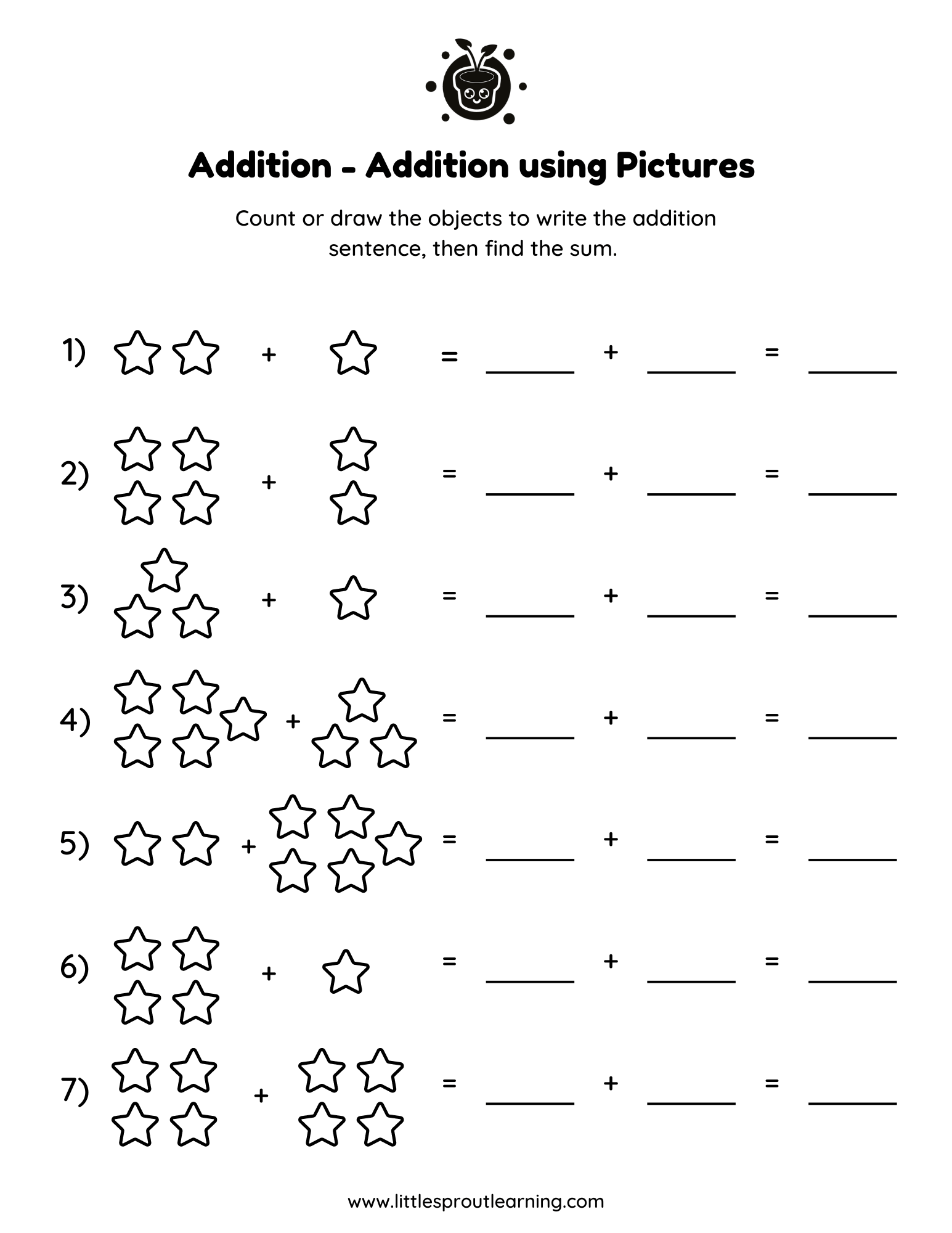 Addition Worksheet – Addition with Pictures