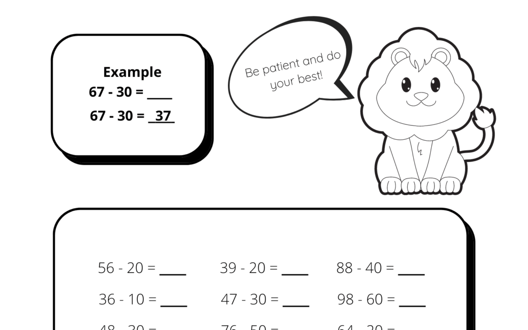Subtracting Whole Tens from 2 Digit Whole Numbers
