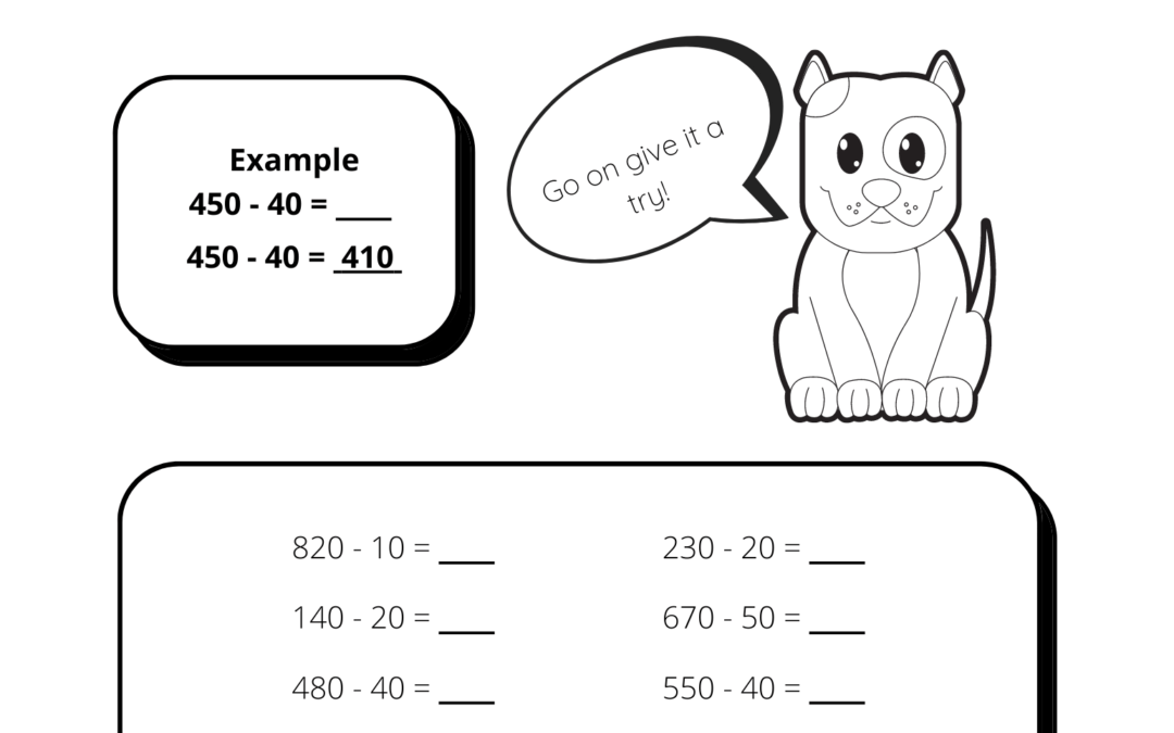 Subtracting Whole Tens from 3 Digit Whole Numbers
