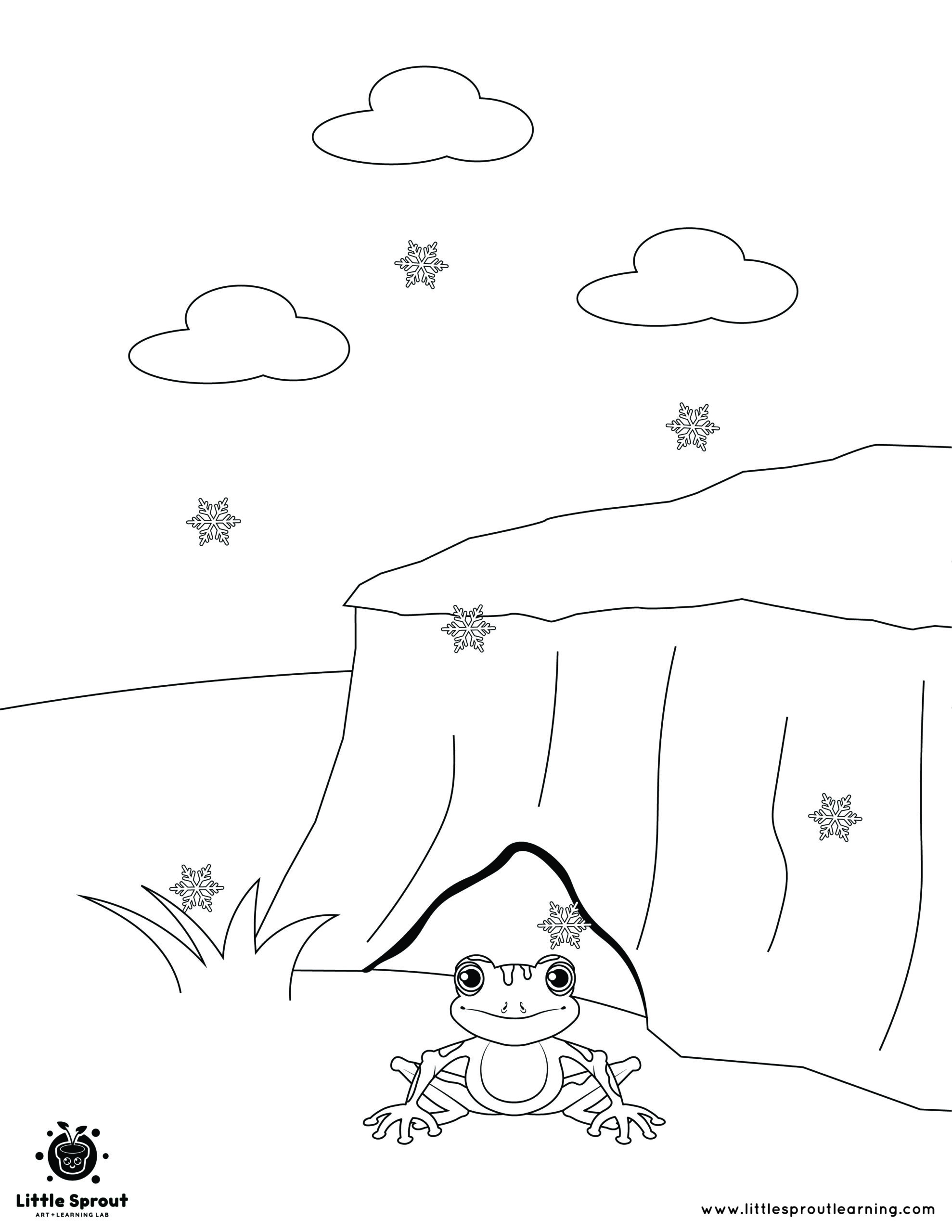 Wood Frog Looking for Shelther – Hibernating Animals Coloring Page