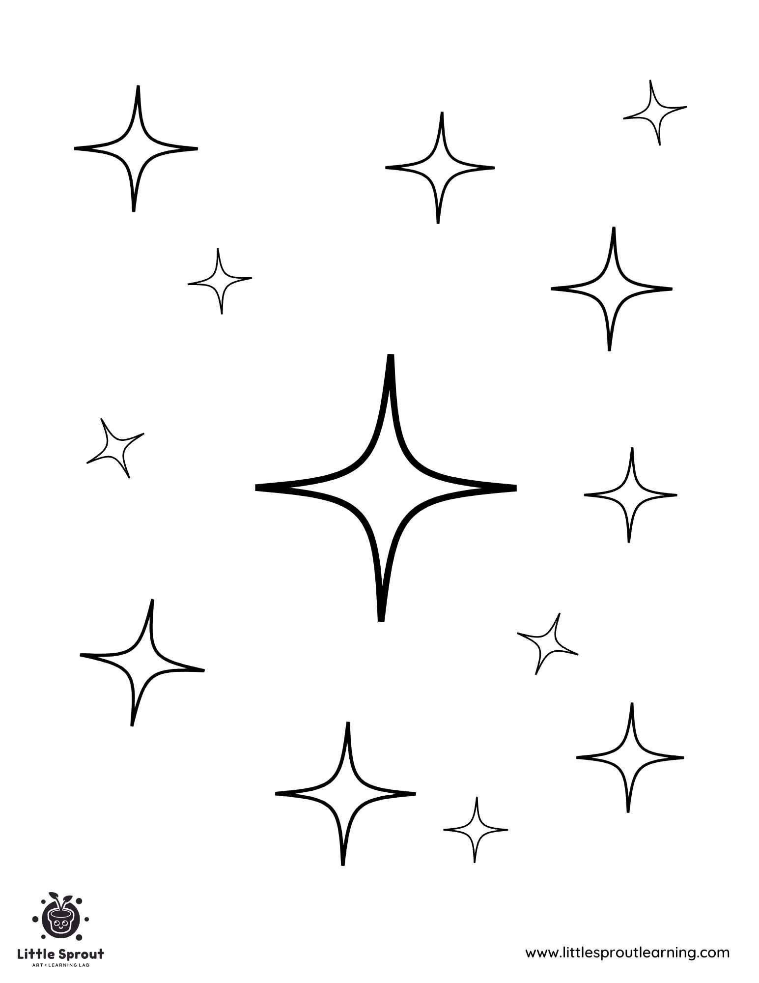 4 Pointed Stars Coloring Page