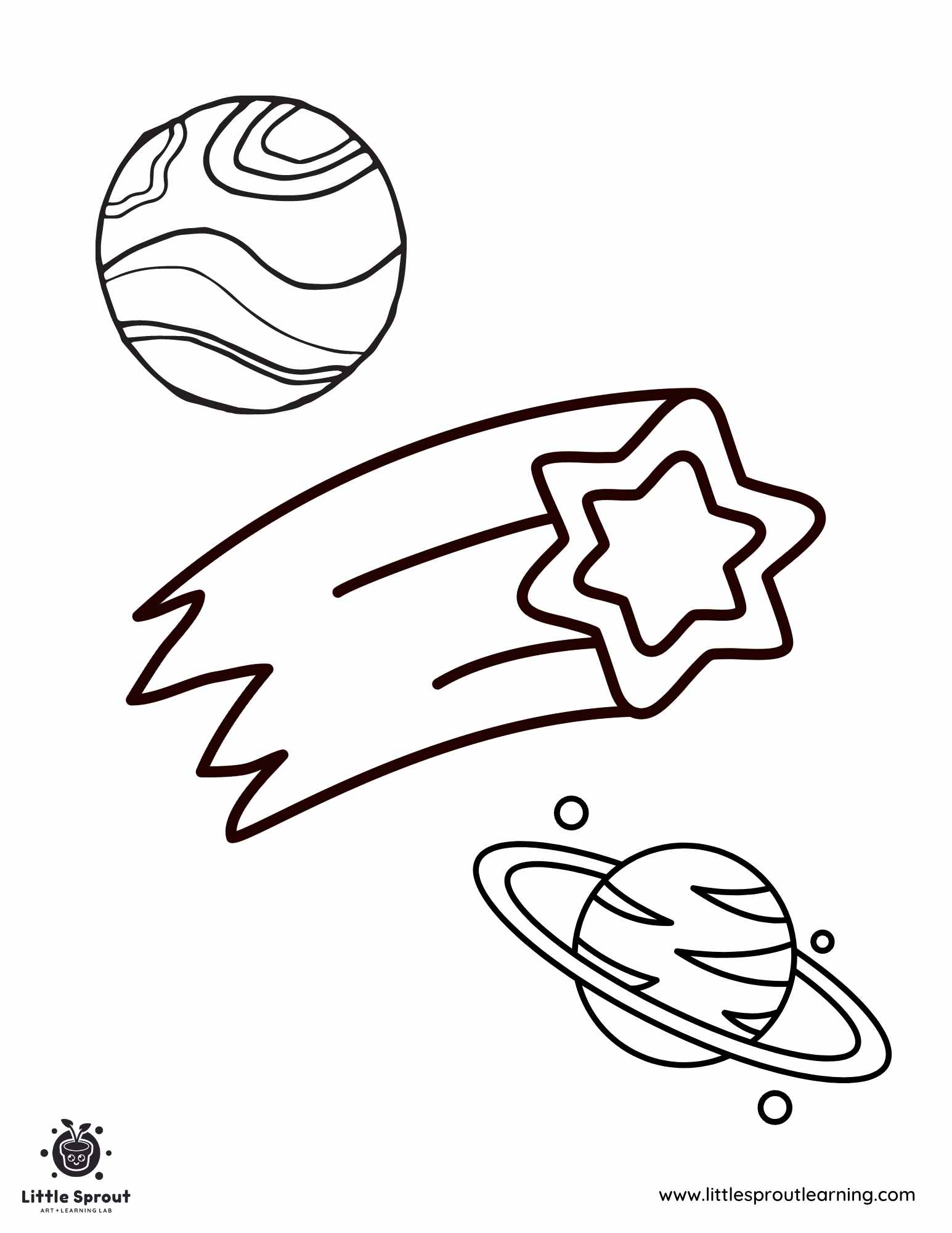 Planets and Star Coloring Page