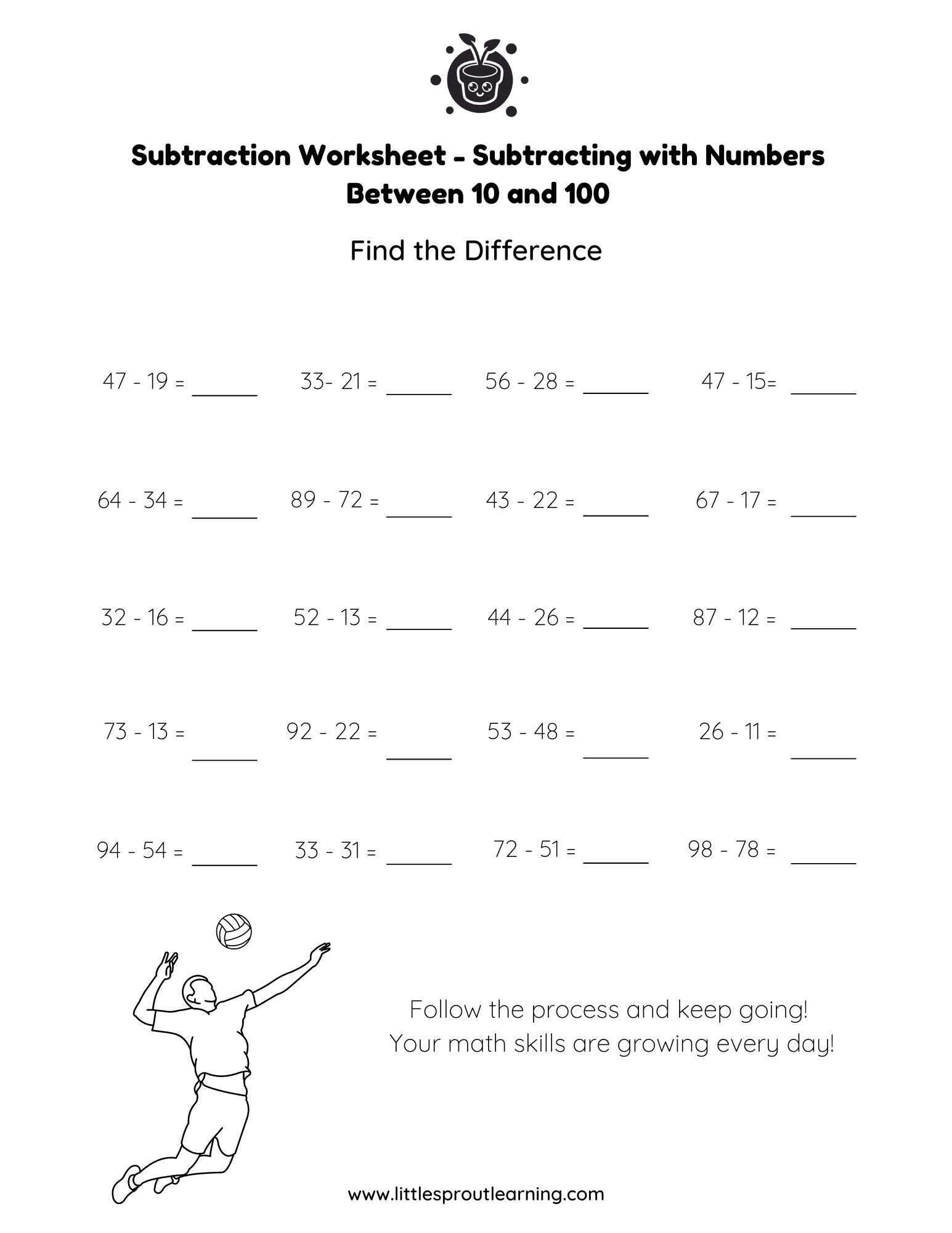 Subtracting with Numbers Between 10 and 100