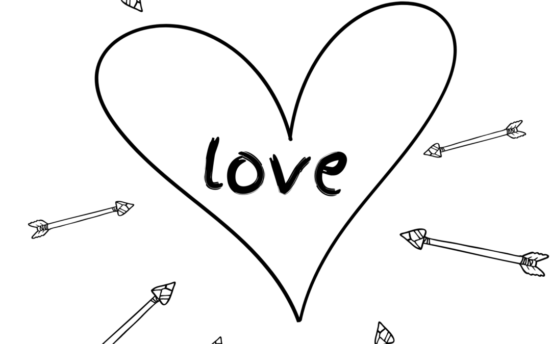 Heart and Arrow Coloring Page