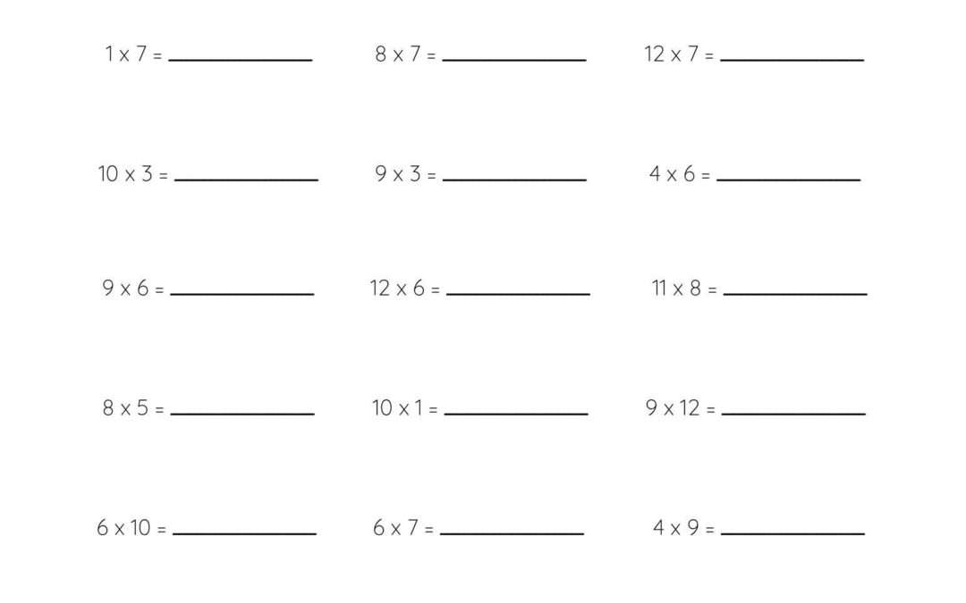 Multiply Number 1-12 Free Math Worksheet