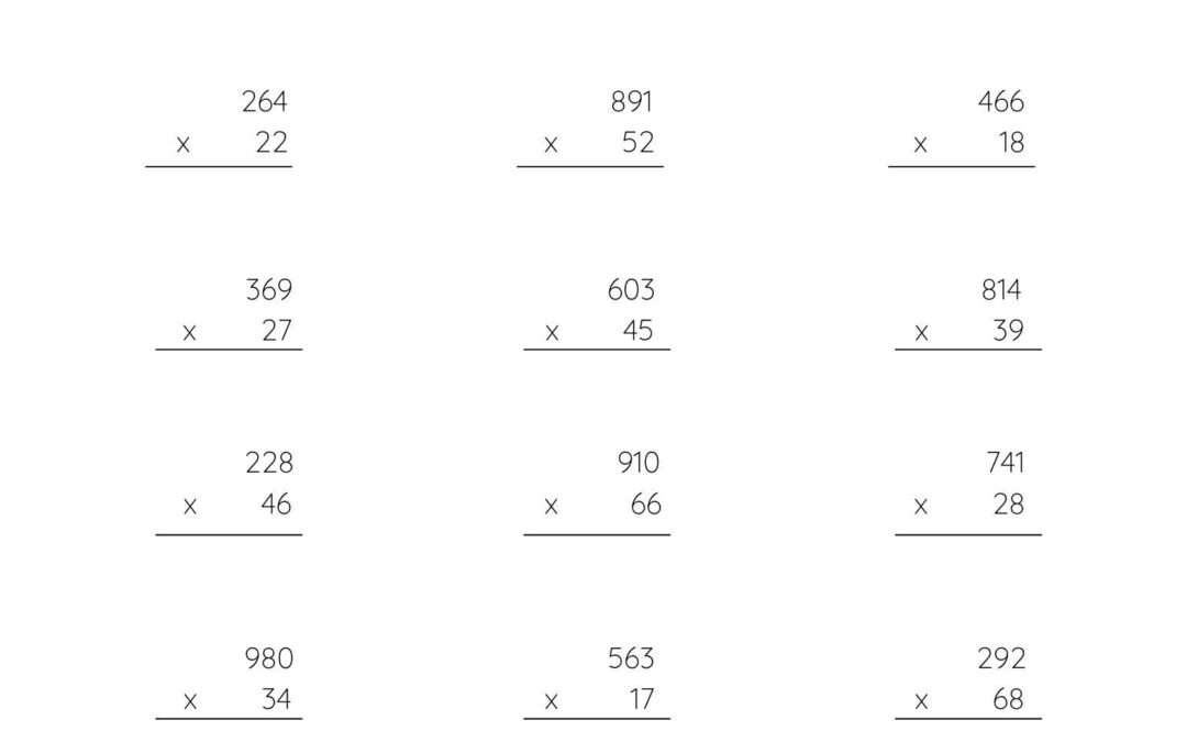 Multiplication Worksheet Grade 4 Multiply 3 Digits by 2 Digits