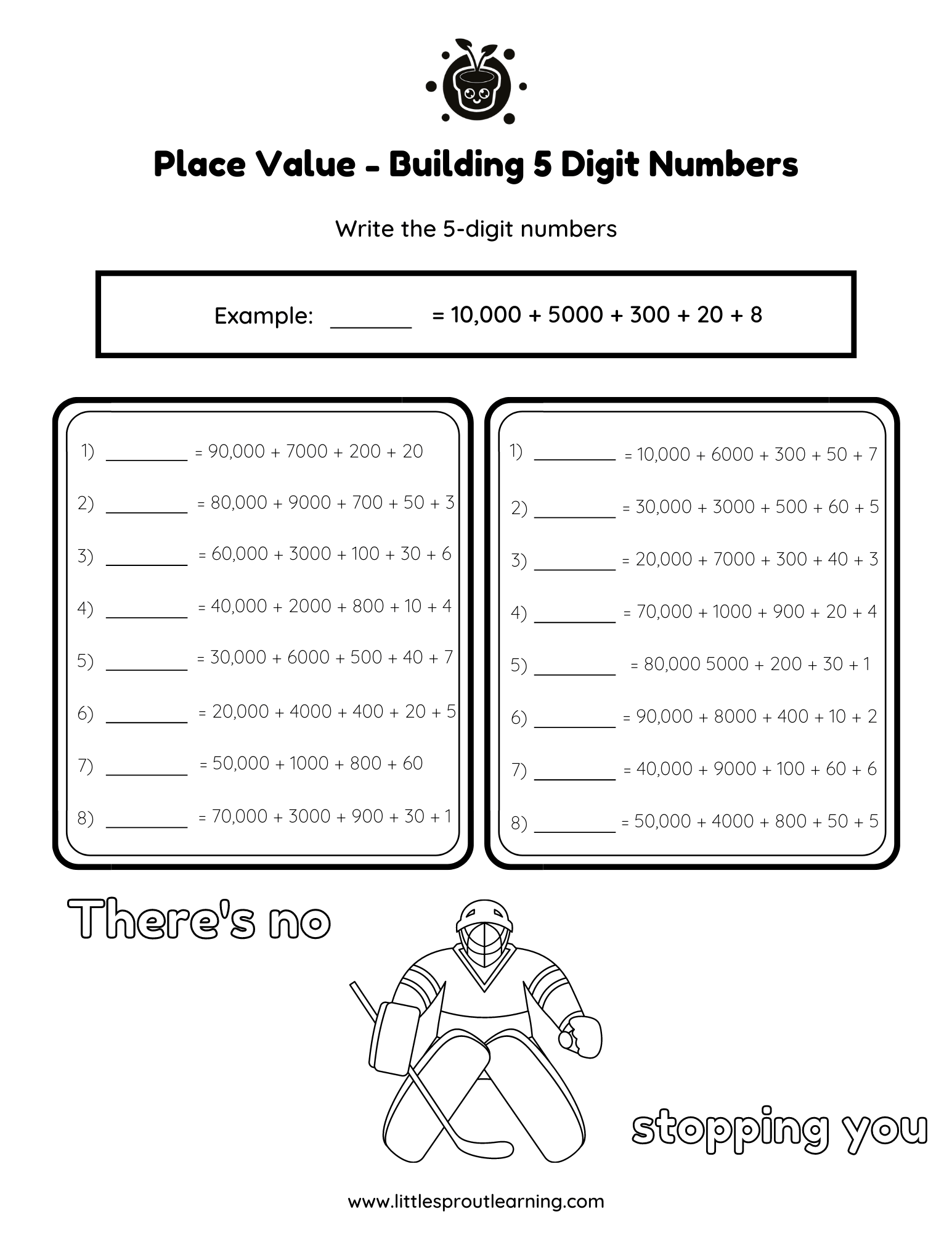 Place Values Worksheet – Building 5 Digit Numbers