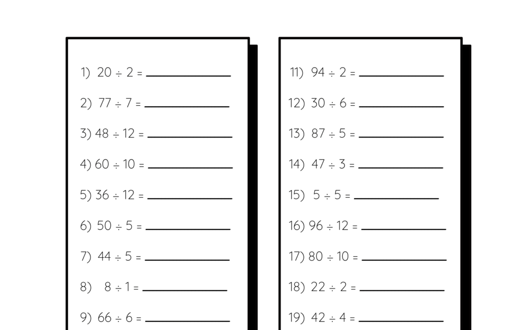 Dividing by numbers 1-12 Division Worksheet