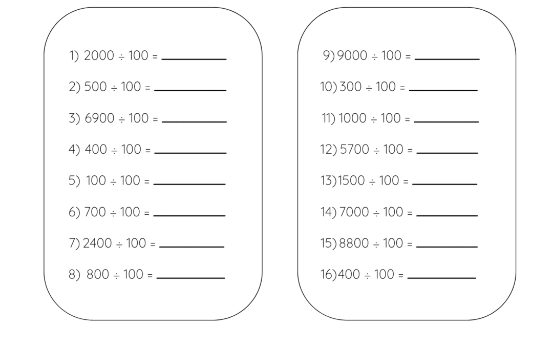 Dividing by 100 Worksheet