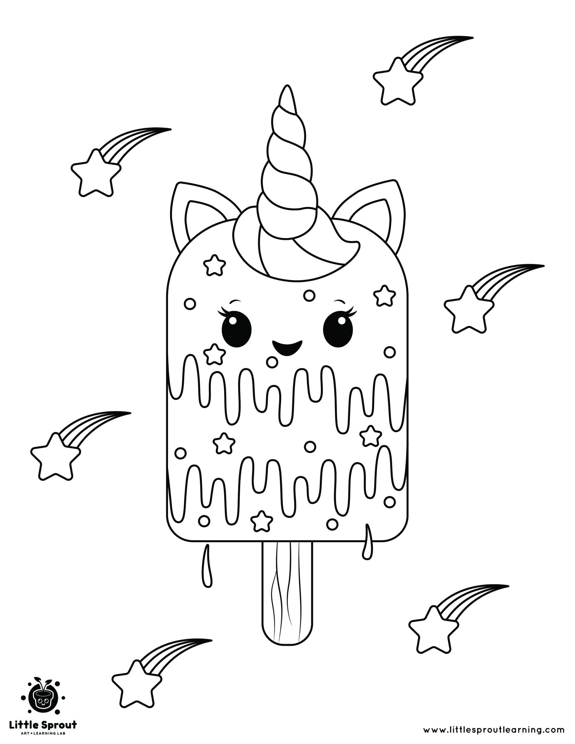 Ice cream Bar Unicorn Coloring Page