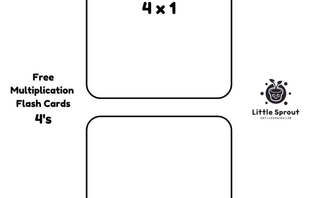 Free Multiplication by Four Flash Cards numbers 1-12