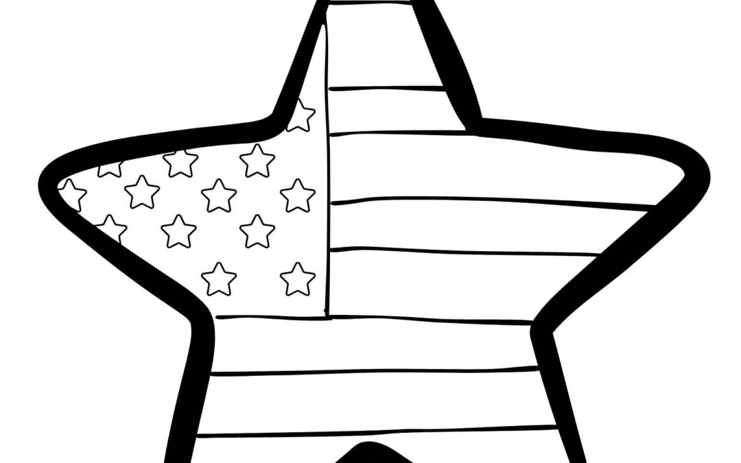 American Flag in a Star Coloring Page