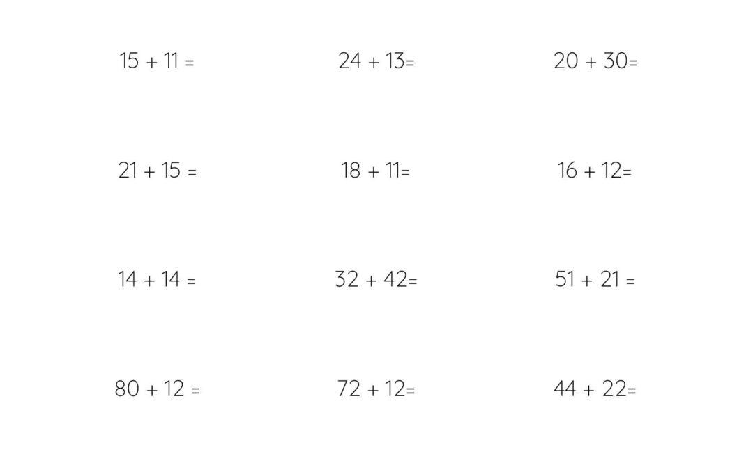 Free Mental Math Worksheet