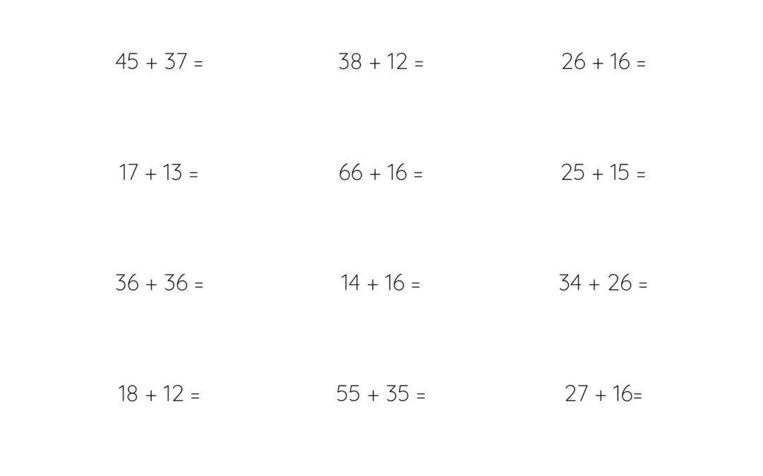 With Carrying Mental Math Worksheet for Addition