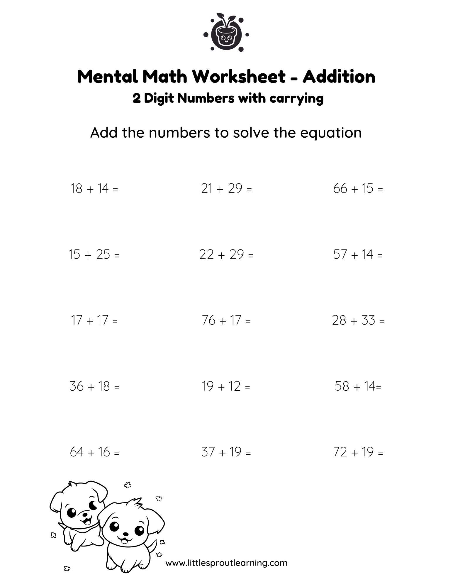2 Digit Mental Math Addition With Carrying